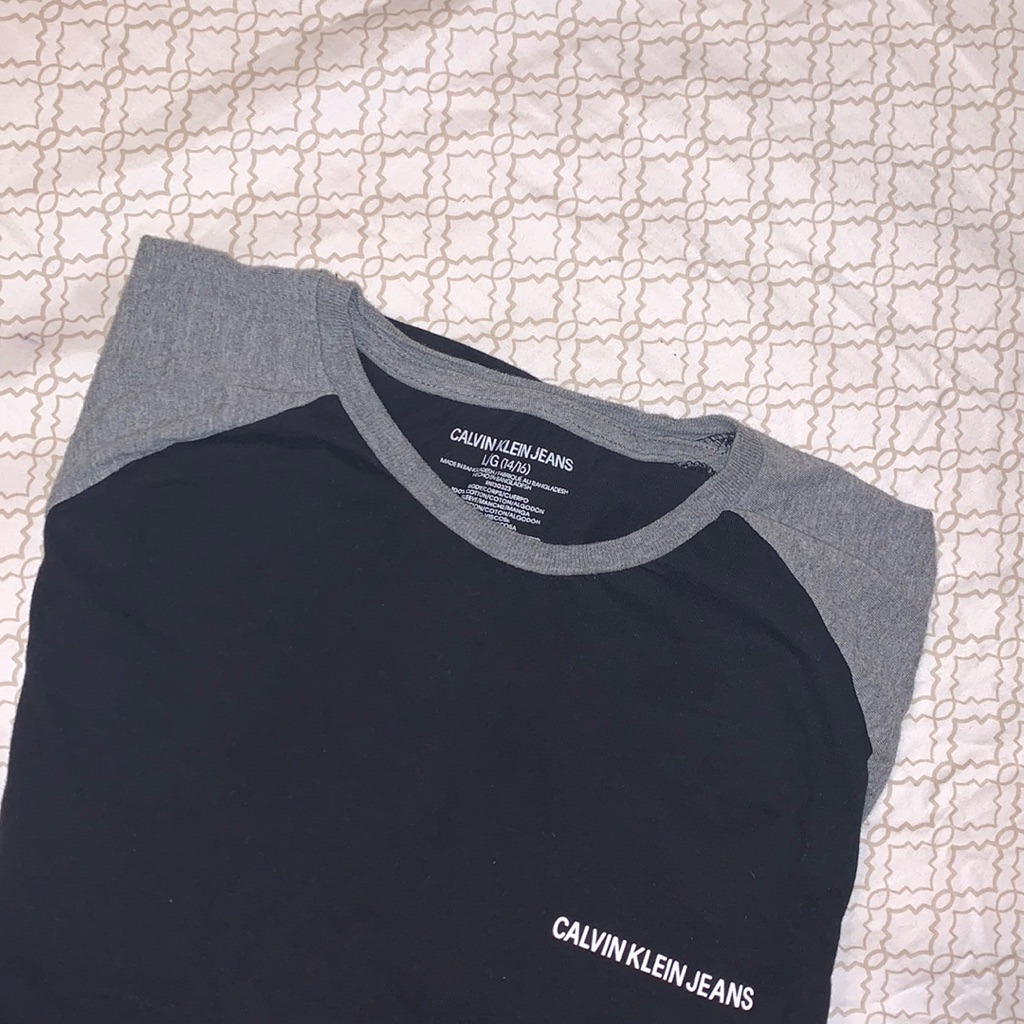 Black And Gray Calvin Klein Jeans Kids Long Sleeve T-Shirt